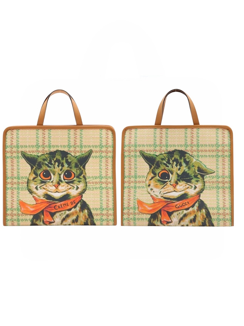 RARE LIMITED EDITION Gucci  “Crème de Gucci” Cat Print Top Handle Tote